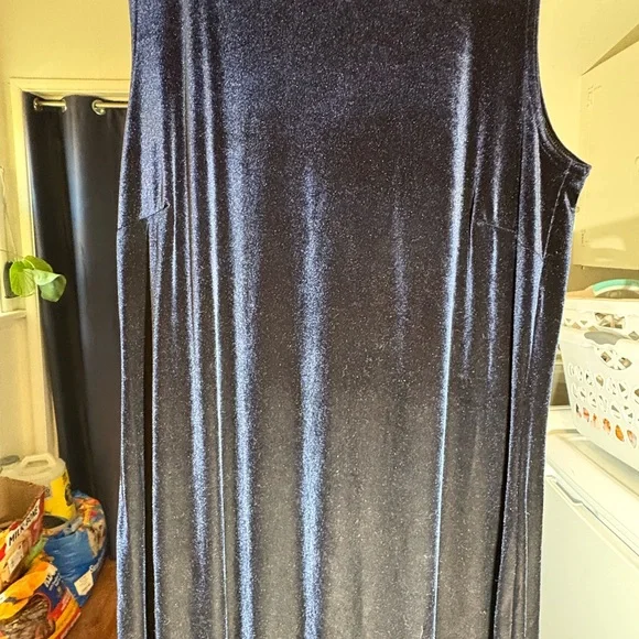 Vintage Blue Velvet Dress - Picture 6 of 8
